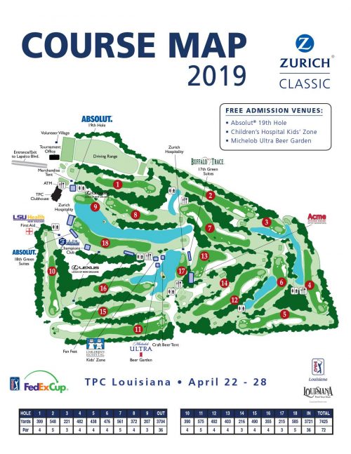 Course Activities Map Zurich Classic of New Orleans